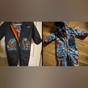 Patagonia Kids One Piece bunting reversible- Blue sun /navy